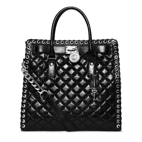 michael kors large hamilton quilted studded leather black tote bag|Michael Kors nouveau Hamilton large.